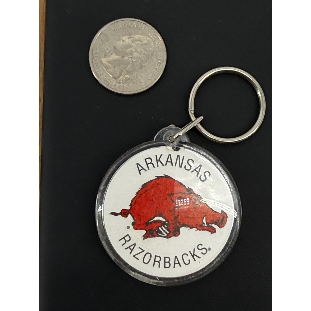 Unbranded Arkansas Razorbacks Keychain OS Acrylic White Red Vintage Collegiate